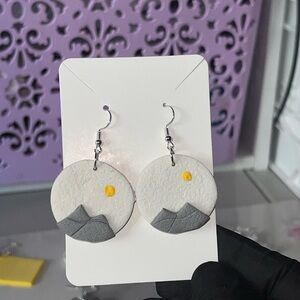 Gray and Yellow Mountain Earrings